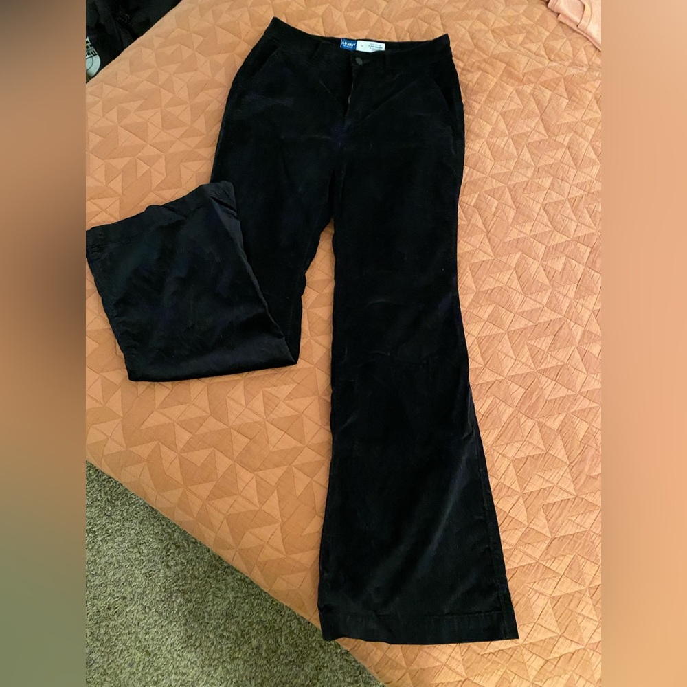 Black extra high rise flare trouser